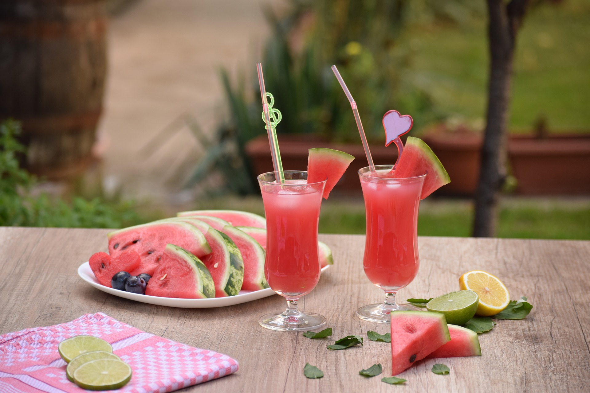 Suco detox melancia e hortelã